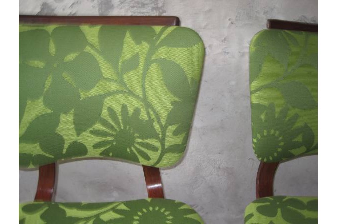 Vintage eetkamerstoelen, kleur groen