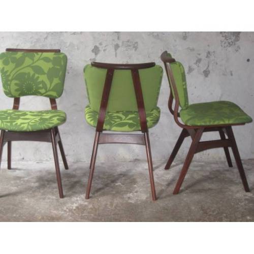 Vintage eetkamerstoelen, kleur groen